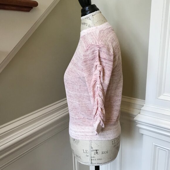 Veronica Beard Celia Sweater Womens Small Pink Crew Neck 3/4 Sleeve Linen Blend - Picture 11 of 13